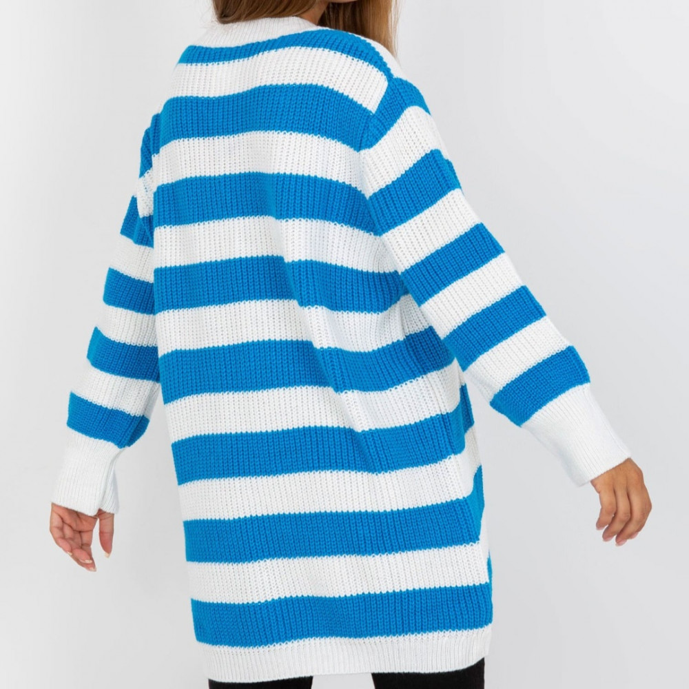 Oversize stila džemperis - zils/balts