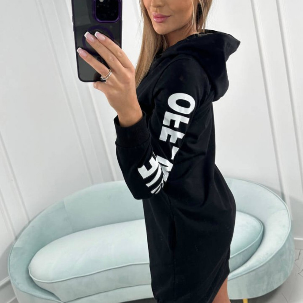 Kleita ar kapuci "OFF-WHITE" - melna