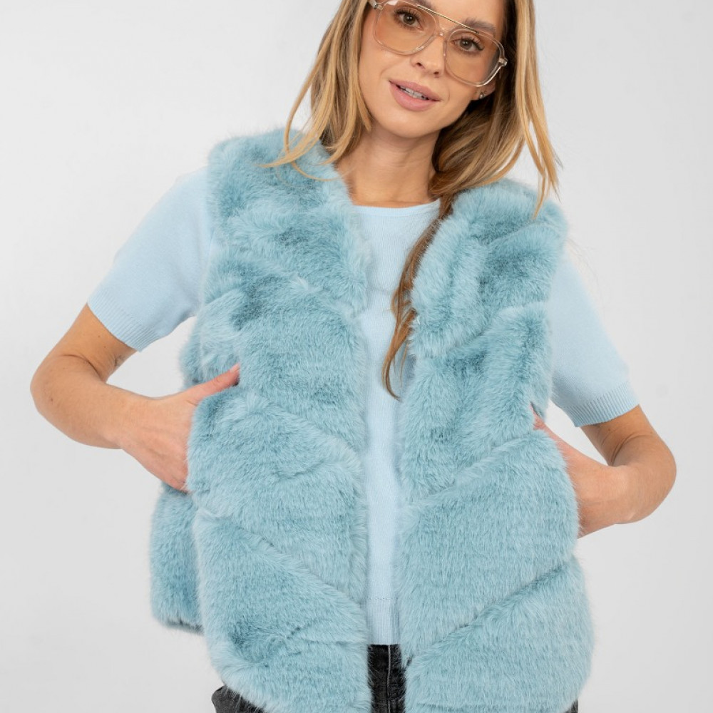  Mākslīgās kažokādas veste - piparmētras