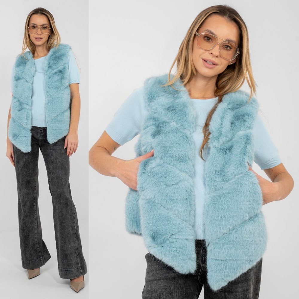 Mākslīgās kažokādas veste - piparmētras