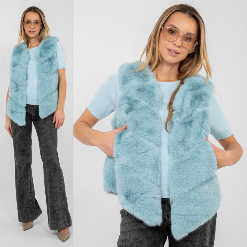  Mākslīgās kažokādas veste - piparmētras