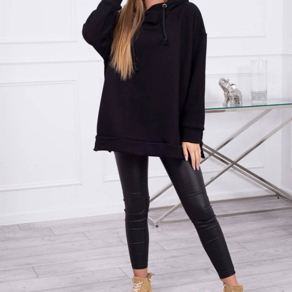 Oversize tipa hūdijs "Iconic" - melns