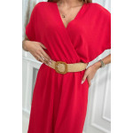  Garā kleita ar pītu jostu "Ella" - sarkana