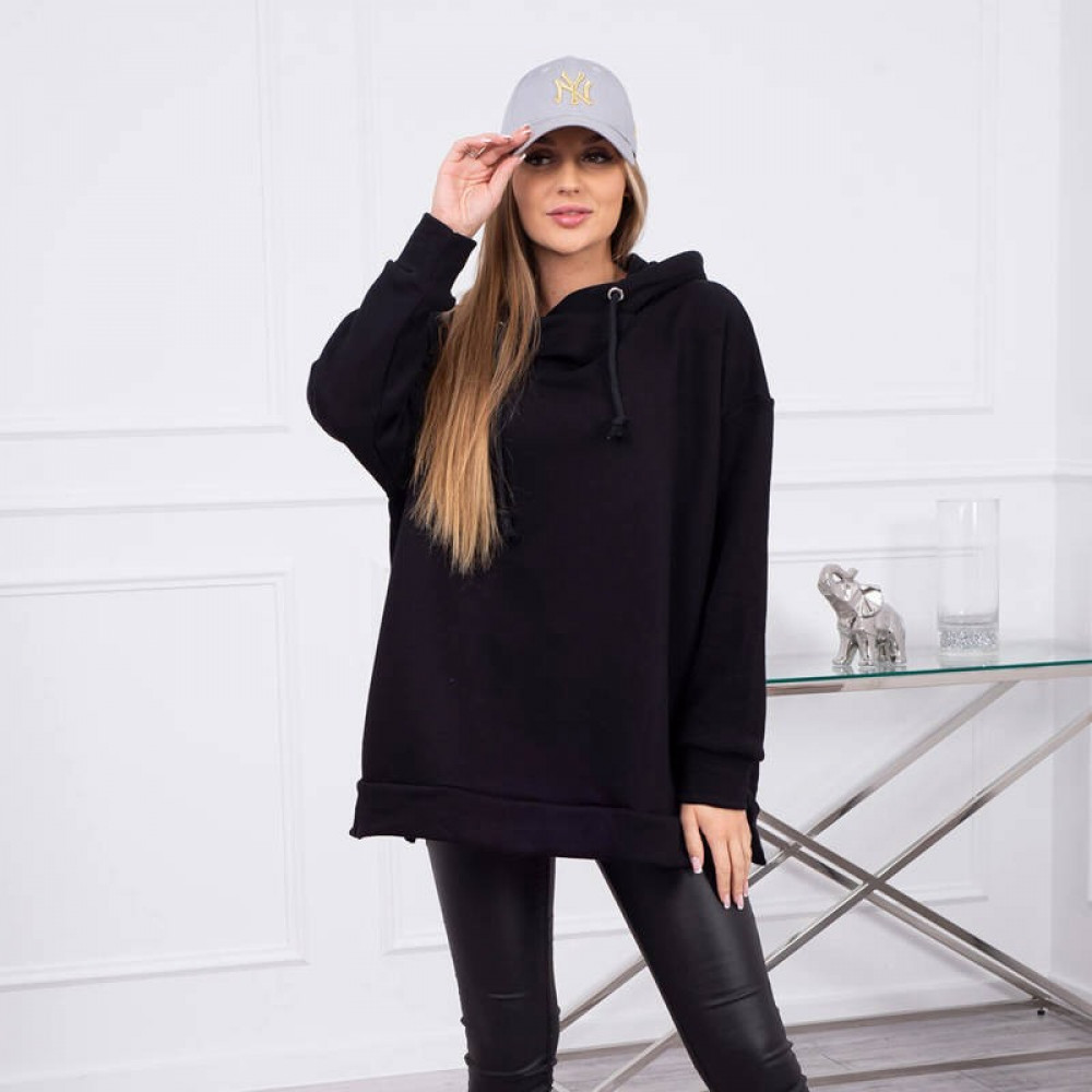 Oversize tipa hūdijs "Iconic" - melns