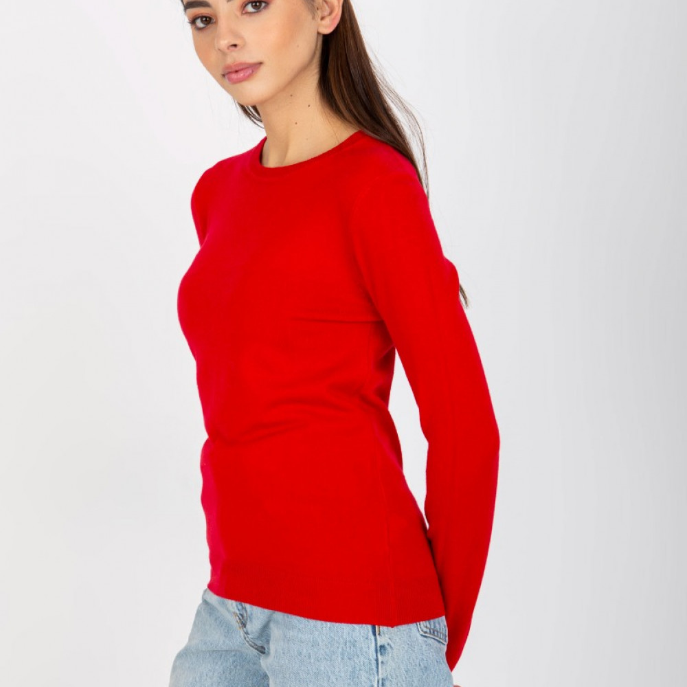 Plāns adīts džemperis "Basic" - sarkans
