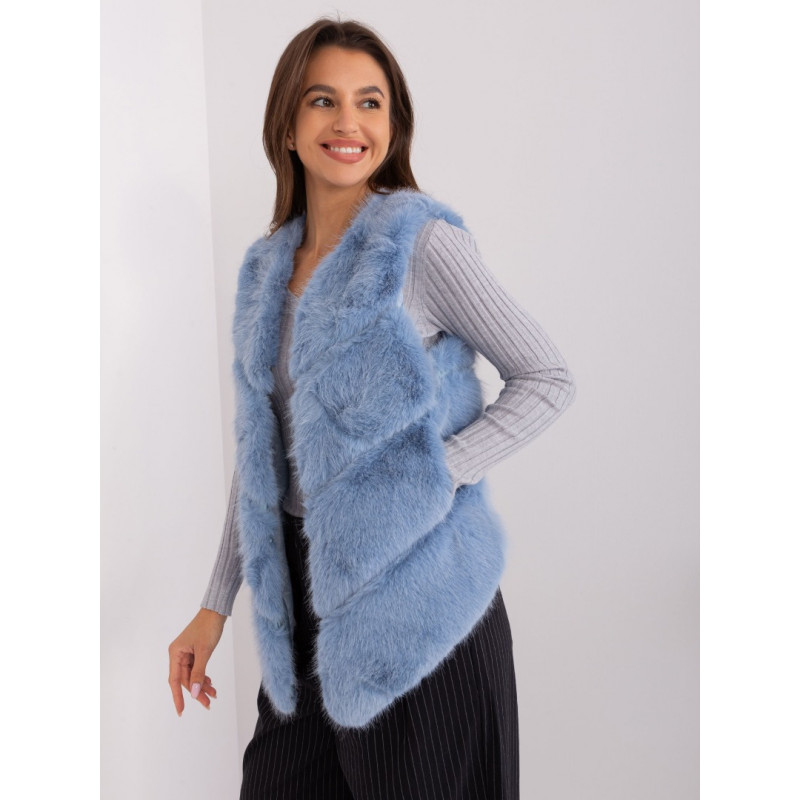  Mākslīgās kažokādas veste - gaiši zila