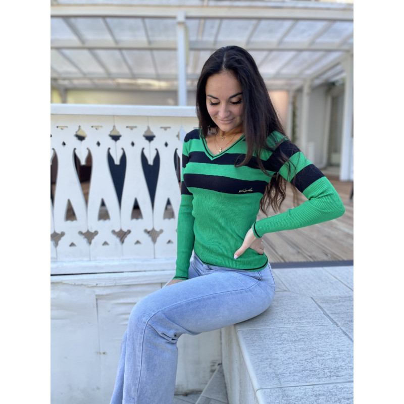 Strīpains džemperis zaļš / melns