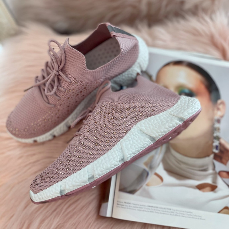  Tekstila sporta apavi ar akmentiņiem - rozā