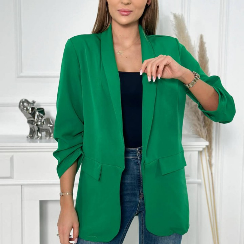 Elegants bleizers ar savilkumu piedurknēs "Be Elegance" - zaļš