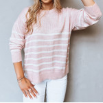   Brīva piegriezuma džemperis ar strīpām - rozā