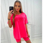   Kostīms ar oversize tipa t-kreklu "Brooklyn" - neona rozā