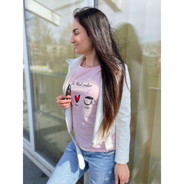  T-krekls "Lashes Love Coffee" - rozā