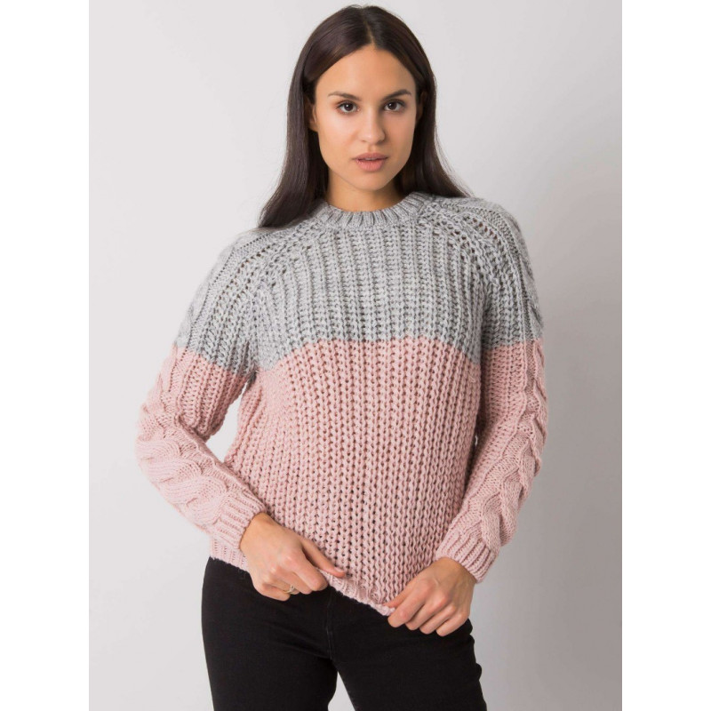    Divu krāsu džemperis rozā / pelēks