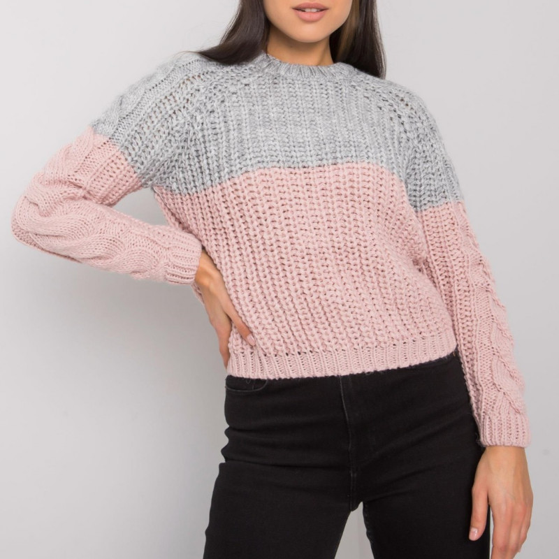    Divu krāsu džemperis rozā / pelēks
