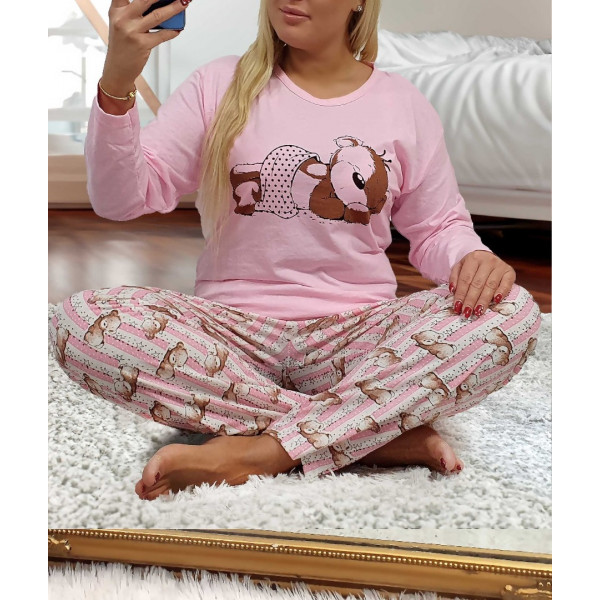    Kokvilnas pidžama - rozā