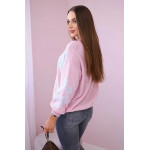  Mohēra džemperis ar ziedu rakstu - rozā