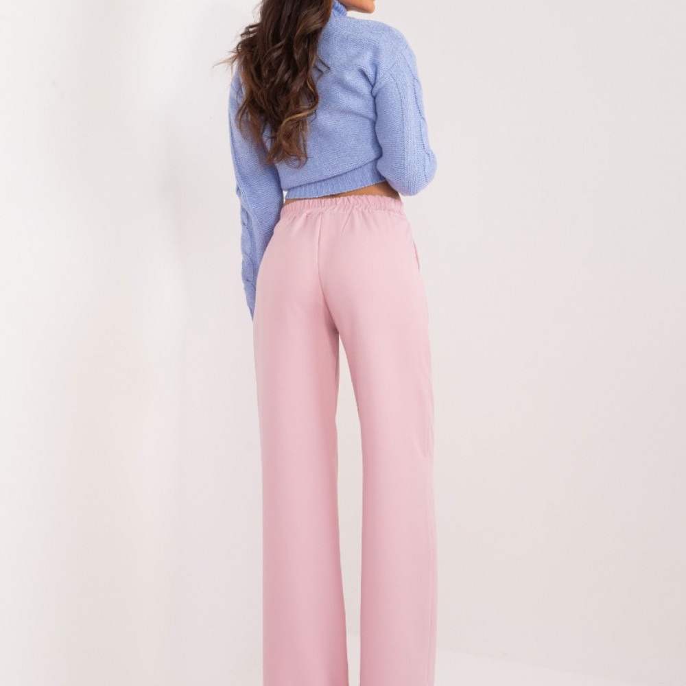      Taisna piegriezuma bikses ar kabatām un elastīgu vidukli - rozā