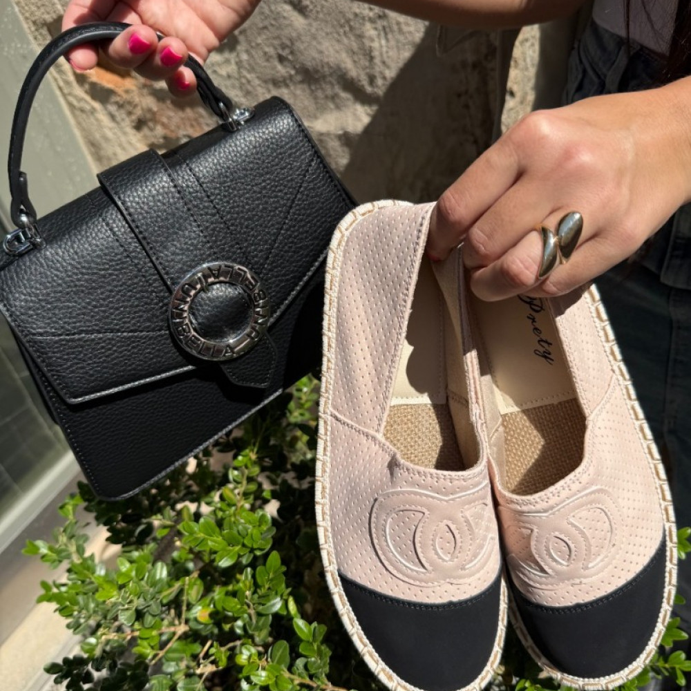 Mīkstas espadrilles rozā / melnas Mīkstas espadrilles rozā / melnas