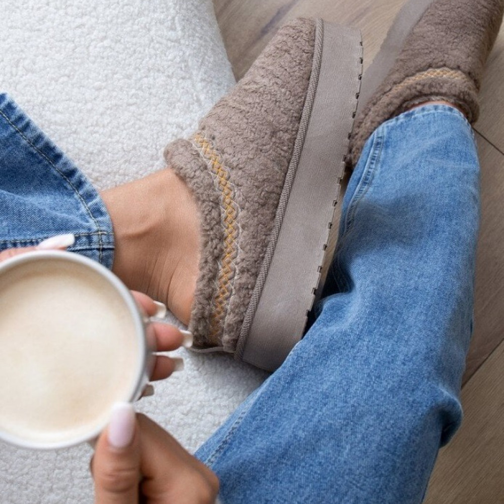    Siltinātas čības "UGG" tipa - kapučīno