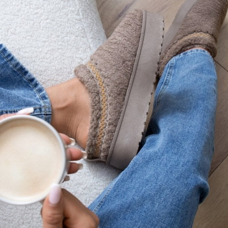    Siltinātas čības "UGG" tipa - kapučīno
