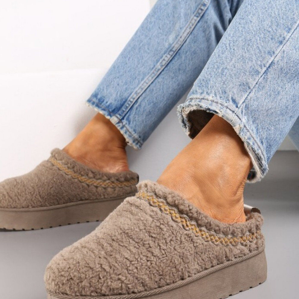    Siltinātas čības "UGG" tipa - kapučīno