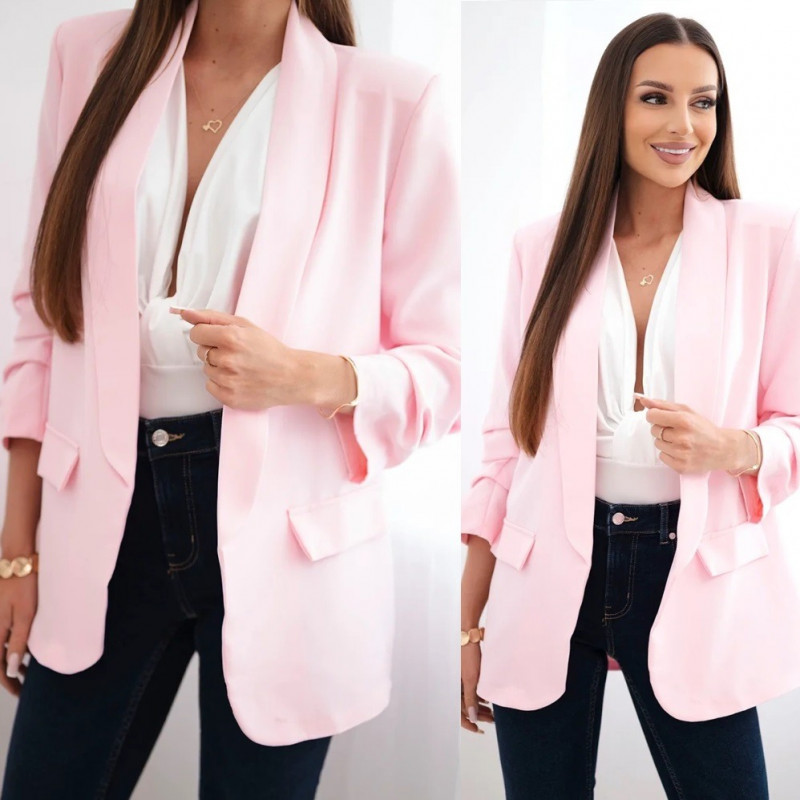   Elegants bleizers ar savilkumu piedurknēs - maigi rozā