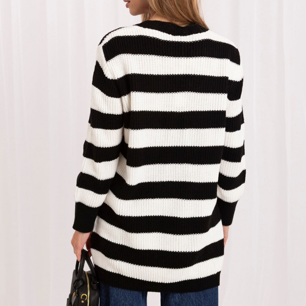 Oversize stila džemperis - melns/balts