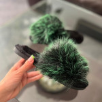 Mājas čības ar kažokādu - zaļas