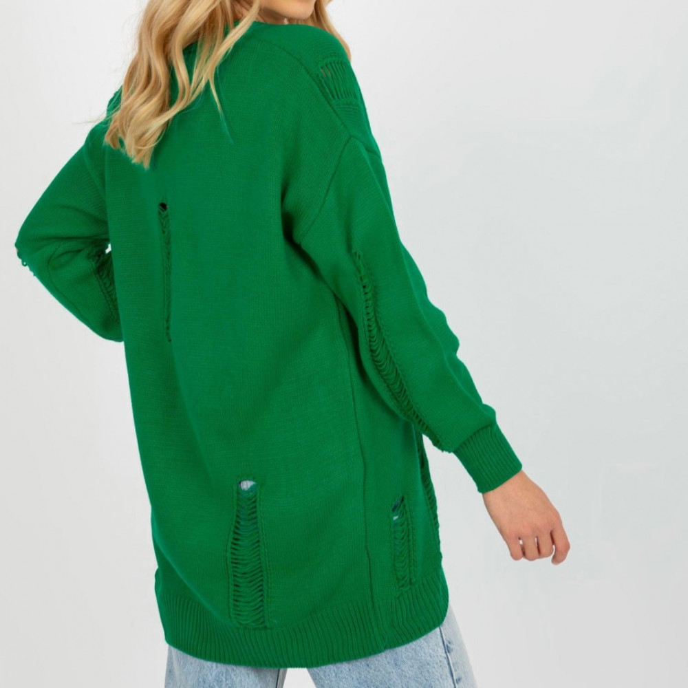 Oversize kardigāns ar caurumiem RUE PARIS - zaļš